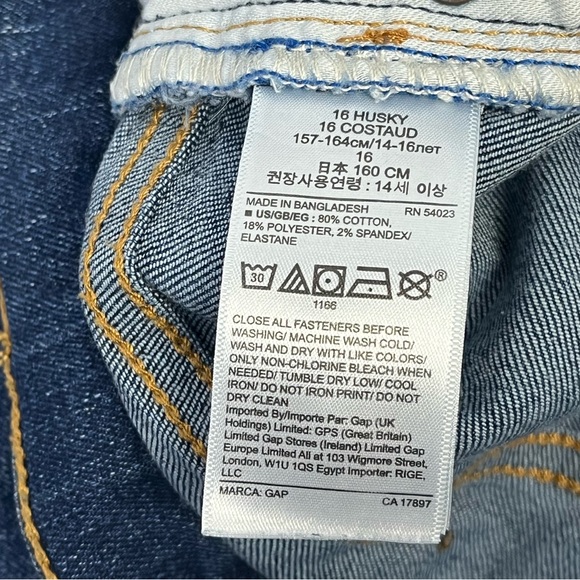 GAP Stretch Straight Distressed Denim Blue Jeans Size 16 Husky Boys EUC - Picture 13 of 15